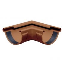 Inefa - Rinnenwinkel 90 Grad halbrund Außenwinkel , pvc Wulst außen, Verbindungsstück Dachrinnenzubehör, Made in Germany - NW125 / 125mm Braun Wulst