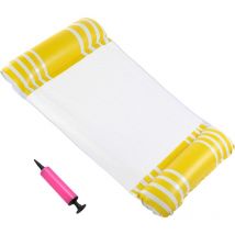 Inflatable pool hammock with multi-purpose mesh bottom