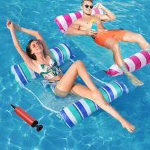 Tinor - Inflatable Pool Mattress, 4 in 1 Multi-Use Inflatable Hammock Pool Mattress 2 Pack with Air Pump, Pool Float Pool Hammock Swimming Pool