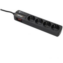Infosec - S4 Black Line ii - Multiprises parafoudre 4 Prises fr - Garantie 2 ans