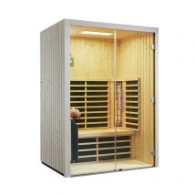 Infraworld - Infrarotkabine TrioSol Glas 145 Fichte 145x112 cm mit 2 ABC-Strahler Salzverdampfer