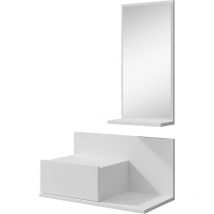 Muebles Bonitos - Ingresso con cassetto e specchio Mobili da ingresso Finitura in Colore Bianco Opaco 60x85,5x30cm Modello Isabela