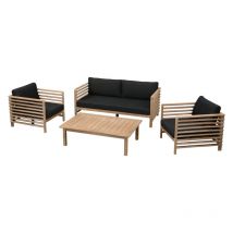 4-teilige Lounge-Sitzgruppe Jasper Akazienholz Teak-Optik mit Tisch 120x80 cm Loungegruppe - Inko