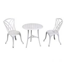 Bistro-Set Chester Alu-Guss Tisch ø 66 cm Stühle ohne Armlehnen 2 versch. Farben bronze - Inko