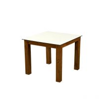 Gartentisch Teakholz recycelt 90x90 cm Terrassentisch Tischplatte nach Wahl Deropal schwarz - Inko