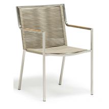Stapelsessel Varuna Edelstahl/Kordel/Teak 56x58x85 cm Stapelstuhl - Inko