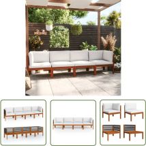 The Living Store 4-Sitzer-Gartensofa mit Kissen Massivholz Akazie - Holzsessel - Gartenmöbel Set - Esszimmertisch - Outdoor Möbel - Lounge Sessel