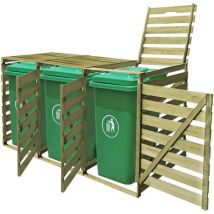 Inlife - Abri pour poubelle triple 240 l Bois imprégné