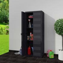 Inlife - Armoire de rangement de jardin avec 3 étagères Noir