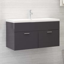 Inlife - Armoire d'évier avec lavabo intégré Gris brillant Aggloméré