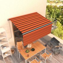 Happyshopping - Inlife Auvent Rétractable Automatique Avec Store 3x2,5 M Orange Marron