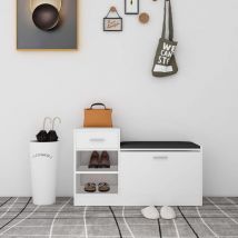 Inlife - Banc à chaussures Blanc 94,5x31x57 cm Aggloméré