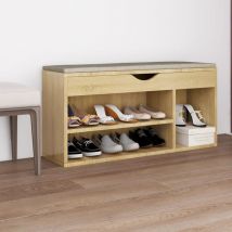 Inlife - Banc à chaussures coussin Chêne Sonoma 104x30x49 cm Aggloméré
