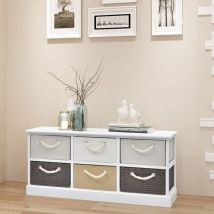 Inlife - Banc de rangement 6 tiroirs Bois