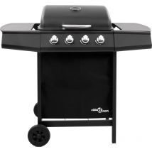 INLIFE Barbecue gril à gaz avec 4 brûleurs Noir