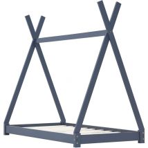 INLIFE Cadre de lit d'enfant Gris Bois de pin massif 70x140 cm
