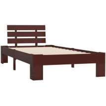 Inlife - Cadre de lit Marron foncé Bois de pin massif 100 x 200 cm