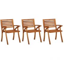 Devenirriche - inlife Chaises à dîner de jardin avec coussins 3 pcs Acacia massif