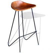 Inlife - Chaises de bar 4 pcs Marron Cuir véritable