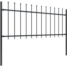 Inlife - Clôture de jardin avec dessus en lance Acier 3,4x0,8 m Noir