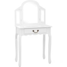 Inlife - Coiffeuse et tabouret Blanc 65x36x128 cm Bois de paulownia mdf