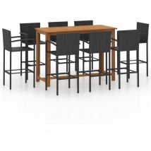 Ensemble de bar de jardin 9 pcs Noir - Inlife