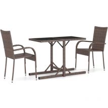 Inlife - Ensemble de salle à manger de jardin 3 pcs Marron