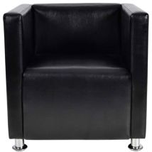 Inlife - Fauteuil cube Noir Similicuir