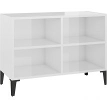 Devenirriche - inlife Meuble tv avec pieds en métal Blanc brillant 69,5x30x50 cm