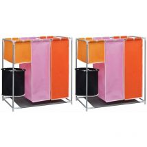 Paniers à linge à 3 sections 2 pcs avec un bac de lavage - Inlife