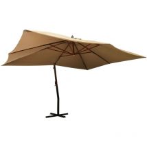 Parasol en porte-à-faux avec mât en bois 400x300 cm Taupe - Inlife