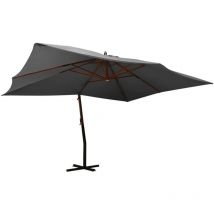 INLIFE Parasol en porte-à-faux avec mât en bois 400x300 cm Anthracite