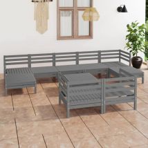 Salon de jardin 10 pcs Gris Bois de pin massif - Inlife