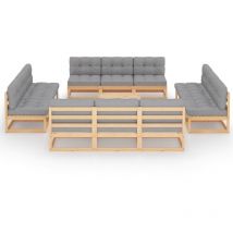 Salon de jardin 13 pcs avec coussins Bois de pin massif - Inlife