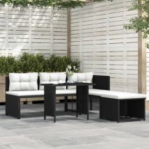 Salon de jardin 4 pcs Résine tressée Noir - Inlife
