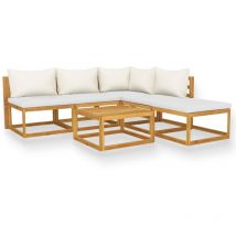 Salon de jardin 6 pcs avec coussin Crème Bois d'acacia solide - Inlife