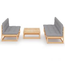 Salon de jardin 6 pcs avec coussins Bois de pin massif - Inlife