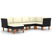Salon de jardin 6 pcs avec coussins Résine tressée Noir - Inlife