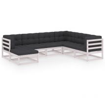 Salon de jardin 7 pcs avec coussins Bois de pin massif - Inlife