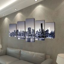 Set de toiles murales imprimées Horizon de New York monochrome - Inlife