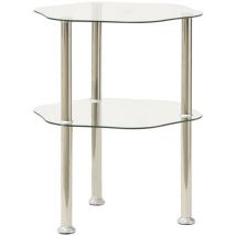 INLIFE Table d'appoint à 2 niveaux Transparent 38x38x50cm Verre trempé