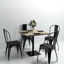 INLIFE Table de bistro MDF et acier Carré 80x80x75 cm Couleur de chêne