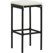 Inlife - Tabourets de bar avec coussins 2 pcs Noir Résine tressée