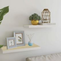 Tagères flottantes 2 pcs Chêne et blanc 60x23,5x3,8 cm mdf - Inlife