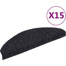 Inlife - Tapis d'escalier auto-adhésif Poinçon aiguilleté 15 pcs Noir