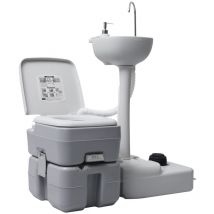 INLIFE Toilette portable de camping et support à laver les mains Gris