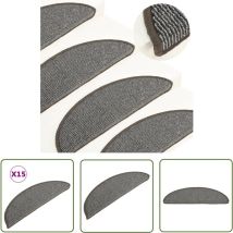 The Living Store Treppenmatten 15 Stk. Grau 56x17x3 cm - Stufenmatte - Treppenmatte - Trittsicherheit - Rutschfeste Matte - Treppenläufer
