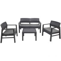 Outdoor-Lounge-Set Carpi, Gartengarnitur mit 2 Sesseln, 1 Sofa und 1Couchtisch, Sitzecke in Rattan-Optik mit Kissen, 100 % Made in Italy, Anthrazit