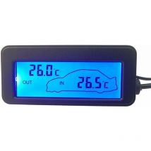 Gabrielle - Innen- und Außenthermometer für das Auto, DC12V, digitales Thermometer, Auto-Thermometer, Hintergrundbeleuchtung, Mini-LCD-Thermometer,