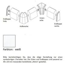 Innenecke für MDF-Sockelleisten 40x20 mm - weiß